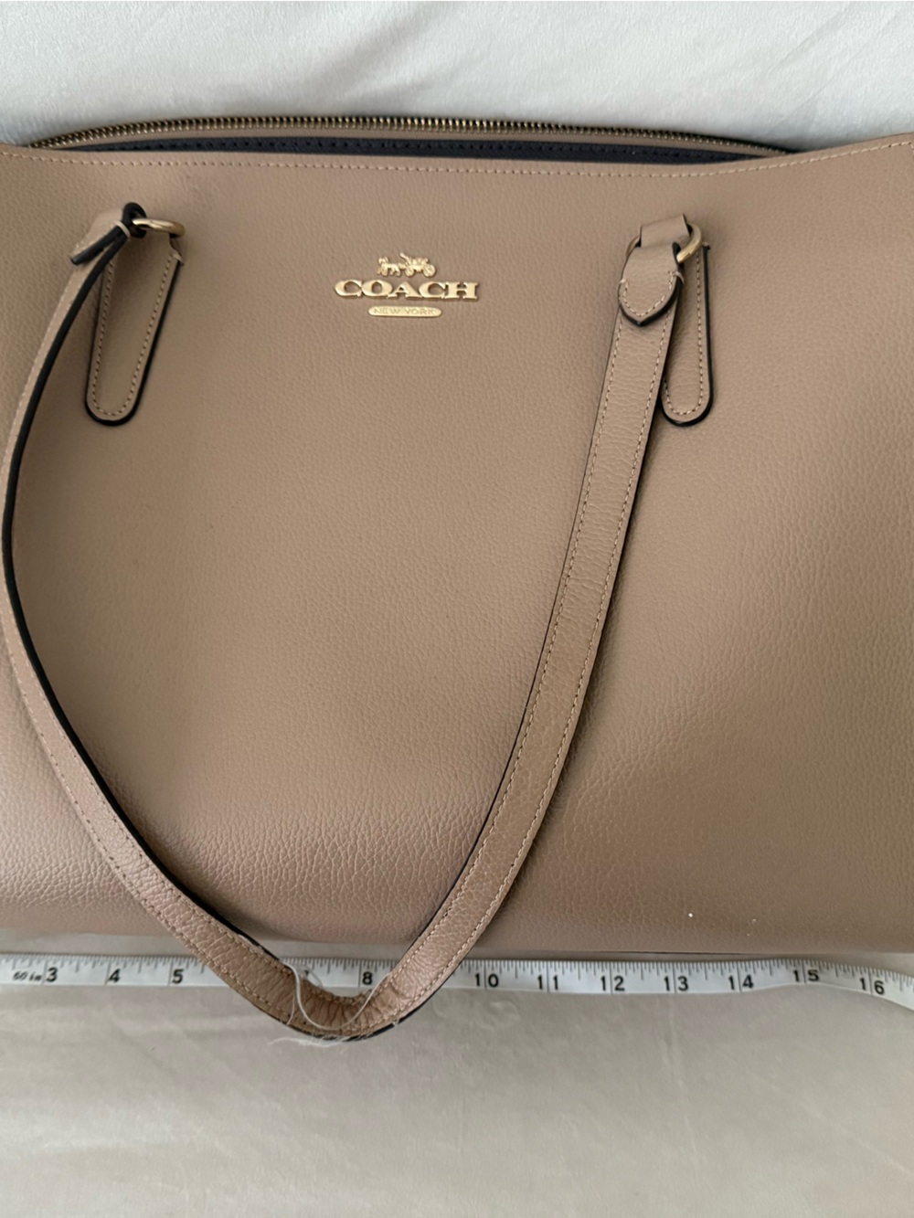 Coach Pebbled Leather Tote in Taupe